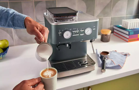 Kitchenaid Μηχανή Espresso Πίεσης 15bar με Μύλο Άλεσης Πράσινη 5KES6551EJP