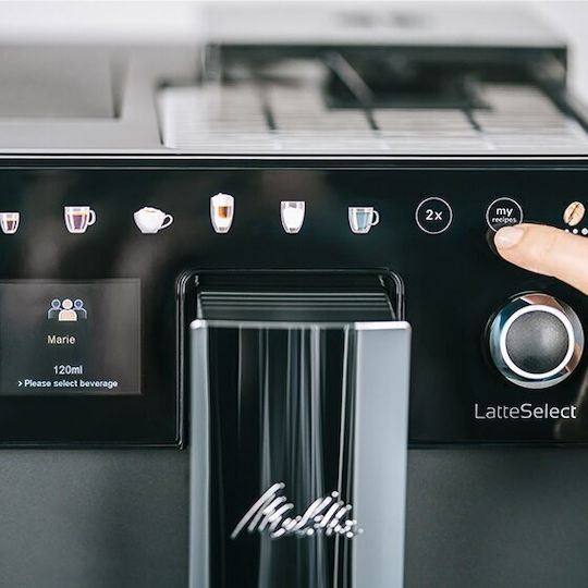 Melitta Latteselect Automatic Espresso Coffee Machine 1400W Pressure 15bar with Grinder Black F63/0-212