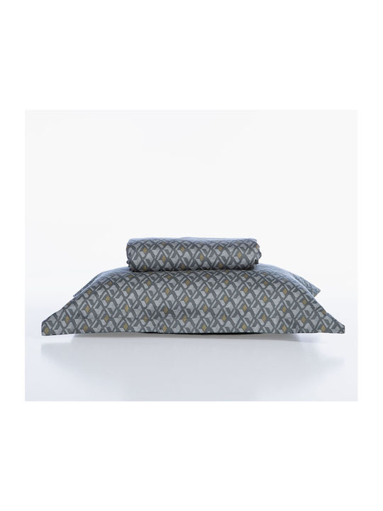 Nef-Nef Homeware Cotton Satin Duvet Cover Set 240x230cm Double With 2 Pillowcases Dominat Gray