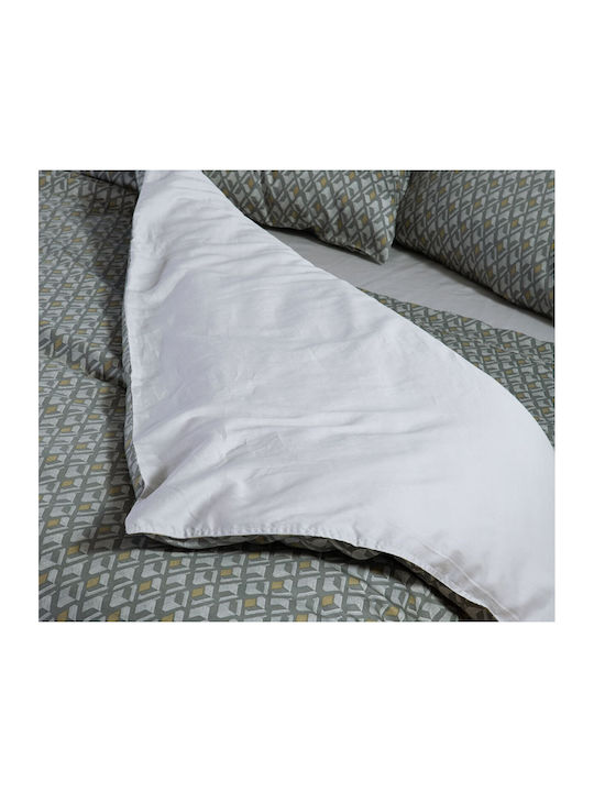 Nef-Nef Homeware Cotton Satin Duvet Cover Set 240x230cm Double With 2 Pillowcases Dominat Gray