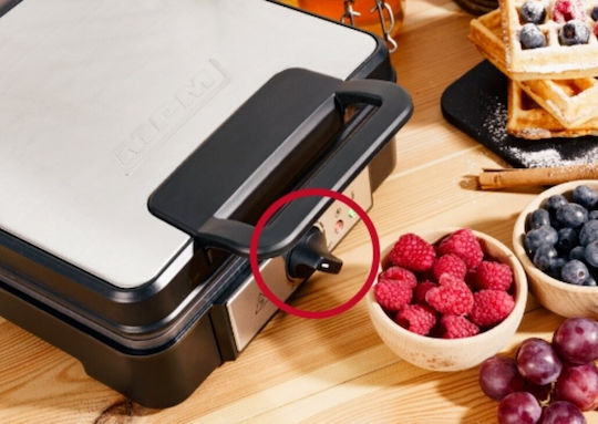MPM Waffle Maker for Rectangular Waffles 4 Waffle Slots 1200W