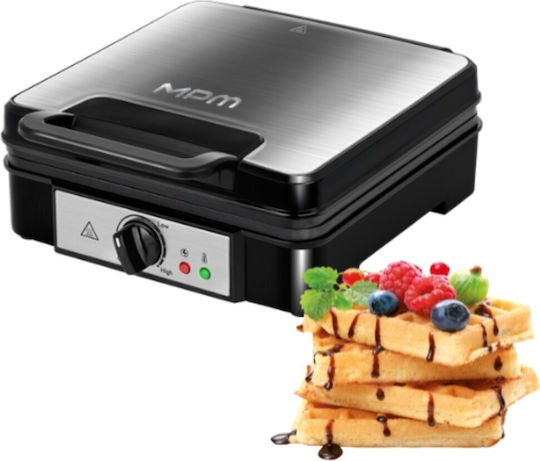 MPM Waffle Maker for Rectangular Waffles 4 Waffle Slots 1200W