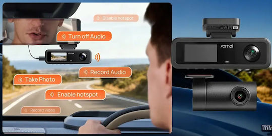 70Mai T400 Set Cameră DVR Auto 1440P cu Ecran 1.9" Wi-Fi GPS și Cameră Marșarier