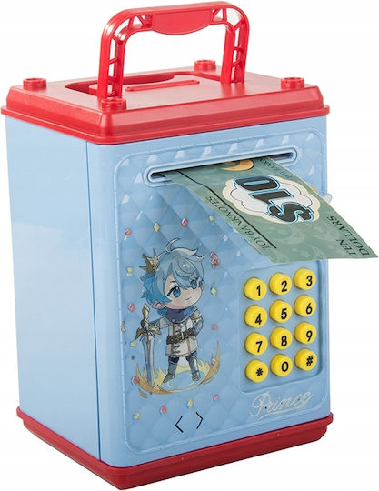 Seif Tip Cutie de Bani Sunete de Deschidere cu Pin Lumină Plastic 18 X 10 X 12 Cm Albastru