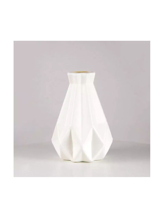 Vază Decorativă Din Plastic Albă 14x14xÎnălțime 20cm