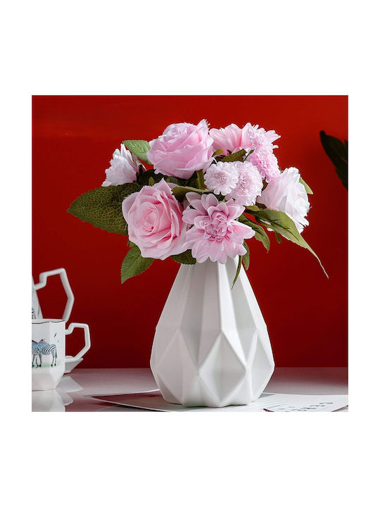 Vază Decorativă Din Plastic Albă 14x14xÎnălțime 20cm