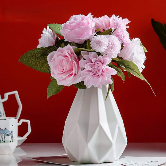 Vază Decorativă Din Plastic Albă Φ14xÎ20cm