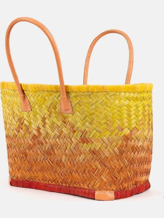 Rock Club Wicker Beach Bag Yellow