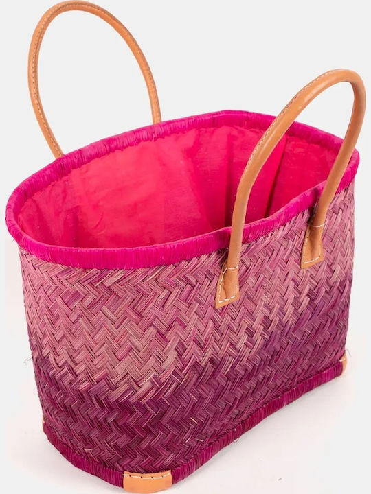Rock Club Wicker Beach Bag Fuchsia
