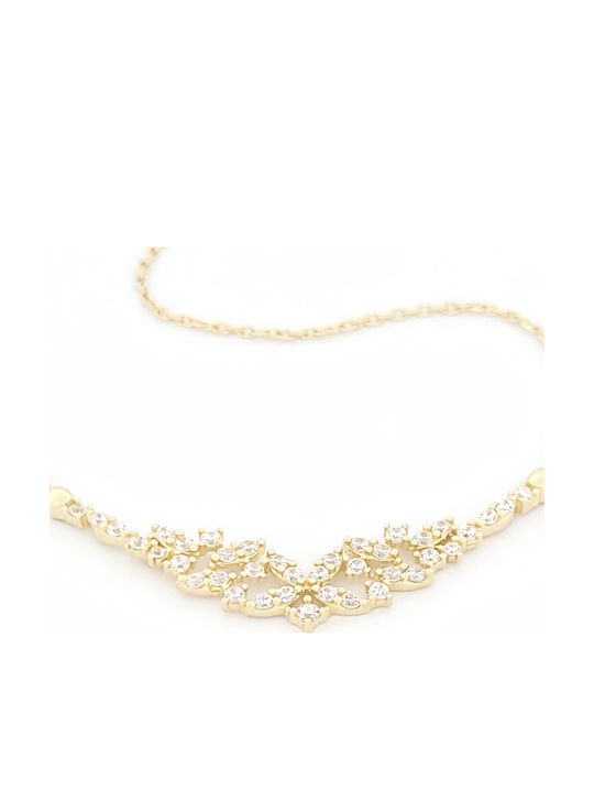 Necklace From 14K Gold With Zircon