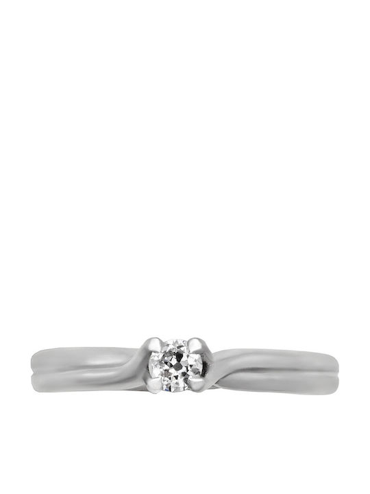 Savvas Design Einzelner Steinring aus Weißgold 18K