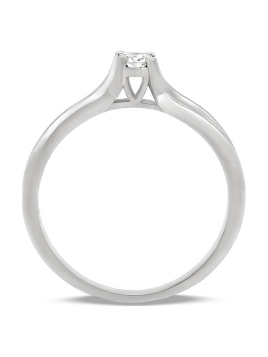 Savvas Design Single Stone Ring From 18K White Gold