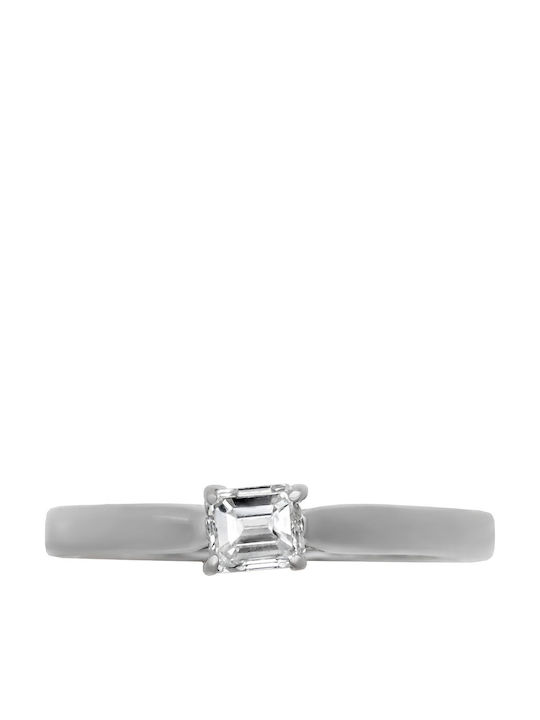 Savvas Design Einzelner Steinring aus Weißgold 18K