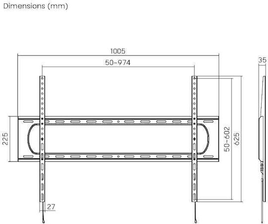 Brateck LP73-69F Βάση Τηλεόρασης Τοίχου έως 60" και 120kg