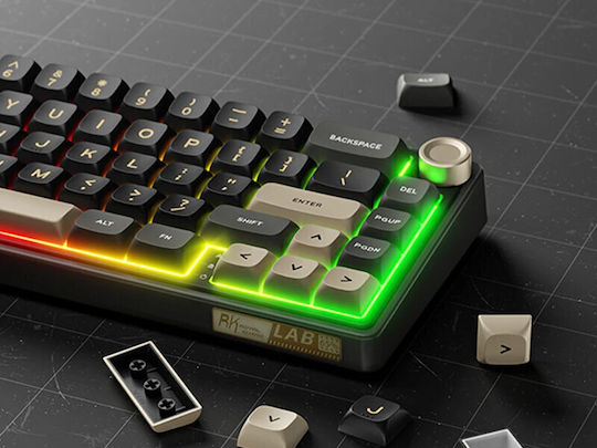 Royal Kludge R65 Tastatură Mecanică De Gaming Fără Fir Cu Comutatoare Chartreuse Și Iluminare RGB Limba Tastaturii Engleză SUA Negru/Maro