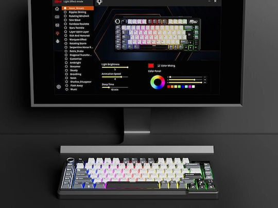 Royal Kludge RK-L75 Drahtlos Gaming Mechanische Tastatur 75% mit Benutzerdefiniert Beige Schaltern und RGB-Beleuchtung (Englisch US) Gray