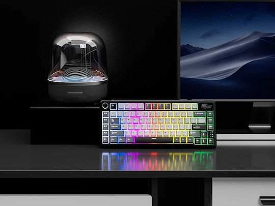 Royal Kludge RK-L75 Wireless Gaming Mechanical Keyboard 75% with Custom Cream switches and RGB lighting (English US) Gray
