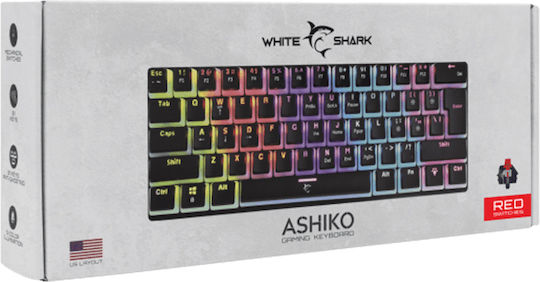 White Shark Ashiko 2 Gaming Μηχανικό Πληκτρολόγιο 60% με Outemu Blue διακόπτες και RGB φωτισμό (Αγγλικό US)