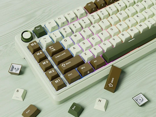 Royal Kludge RK-L75 Wireless Gaming Mechanical Keyboard 75% with Custom Beige switches and RGB lighting (English US) Gray