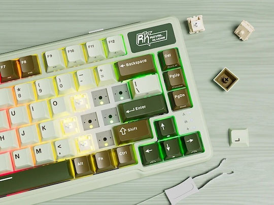 Royal Kludge RK-L75 Wireless Gaming Mechanical Keyboard 75% with Custom Beige switches and RGB lighting (English US) Gray