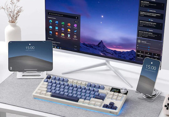 Royal Kludge S85 Wireless Gaming Mechanical Keyboard Tenkeyless with RGB lighting (English US) Beige/Blue