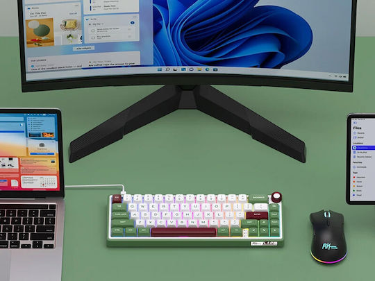 Royal Kludge R65 Gaming Mechanical Keyboard with Chartreuse Switches and RGB Lighting English US Green