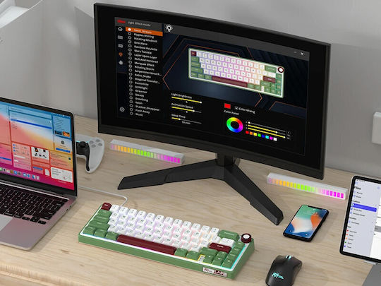 Royal Kludge R65 Wireless Gaming Mechanical Keyboard with Custom Brown switches and RGB lighting (English US) Green
