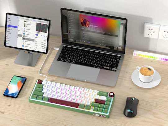 Royal Kludge R65 Wireless Gaming Mechanical Keyboard with Custom Brown switches and RGB lighting (English US) Green