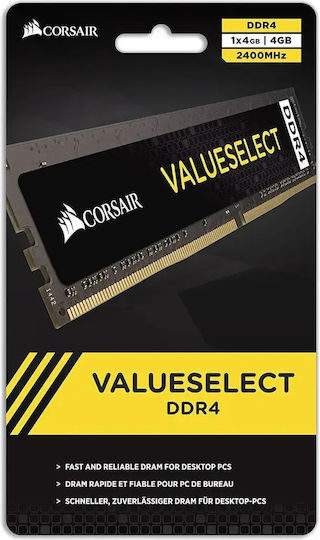 Corsair ValueSelect DDR4 με Module 1x4GB και Ταχύτητα 2400 για Desktop