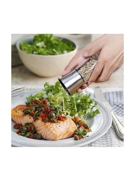 Manual Spice Mill Set Glass Silver Color 6.5cm 2pcs