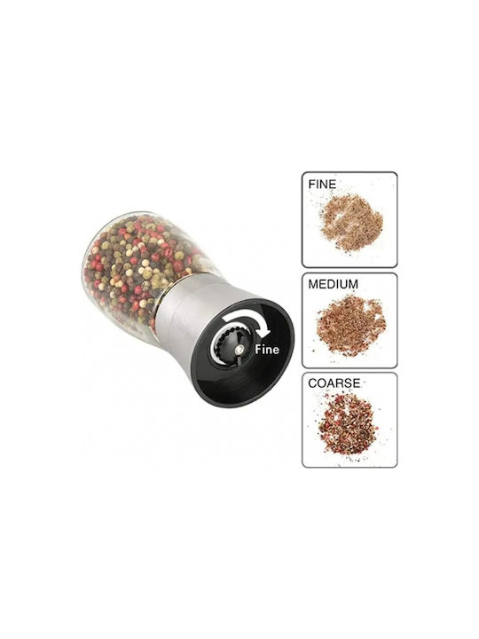 Manual Spice Mill Set Glass Silver Color 6.5cm 2pcs