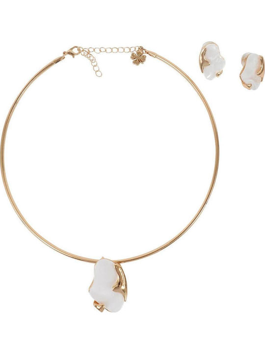 Doca Jewelry Set with Necklace & Earrings from Gold with Stones Doca Jewelry Set with Necklace & Earrings from Gold with Stones