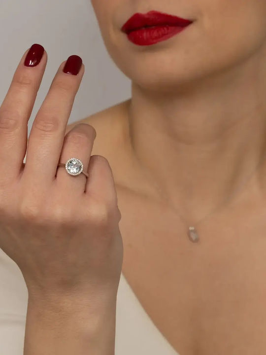 Set with Necklace Earrings & Ring from 18K Gold with Stones