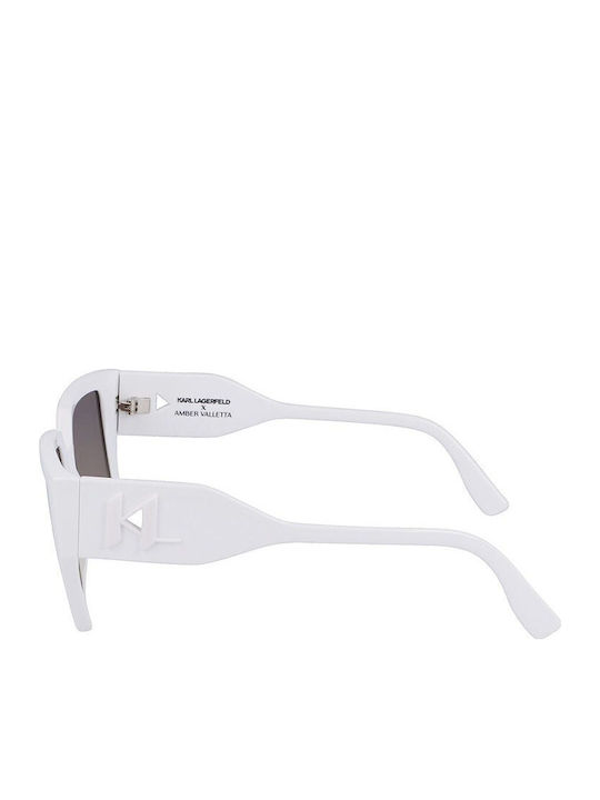 Karl Lagerfeld Women's Sunglasses with White Plastic Frame and Brown Gradient Lens KL6098S-105