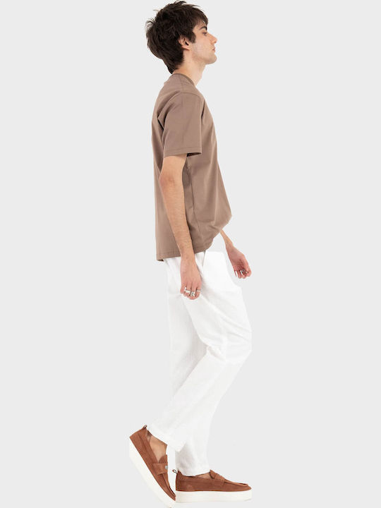 Herrenbluse Kurzarm Braun