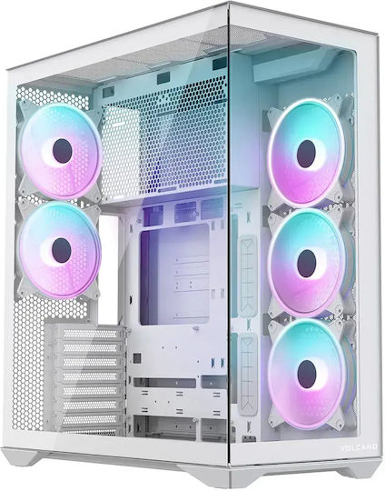 Modecom Volcano SPACE XL Gaming Full Tower Κουτί Υπολογιστή με Πλαϊνό Παράθυρο και ARGB Φωτισμό Λευκό