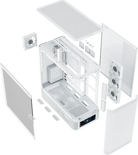 Modecom Volcano AQ500 Gaming Midi Tower Κουτί Υπολογιστή με Πλαϊνό Παράθυρο και ARGB Φωτισμό Λευκό