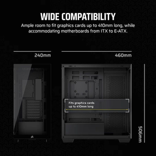 Corsair 3500X LX-R RGB Gaming Midi Tower Computer Case with Side Window Black