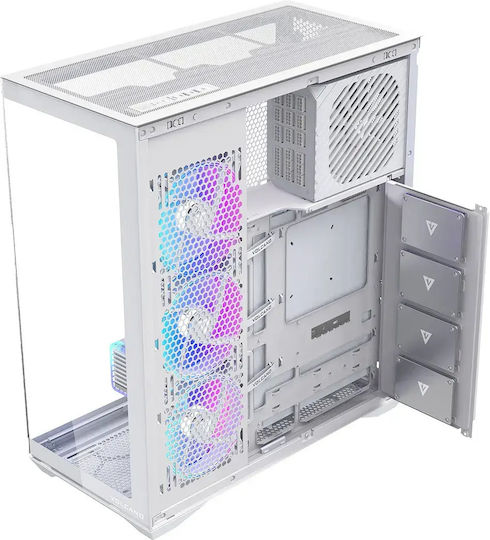 Modecom Volcano SPACE XL Gaming Full Tower Κουτί Υπολογιστή με Πλαϊνό Παράθυρο και ARGB Φωτισμό Λευκό