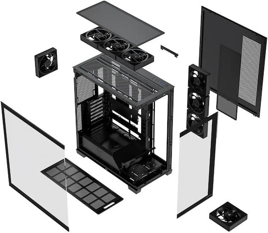Modecom Volcano Stellar Plus ARGB 8F Gaming Midi Tower Κουτί Υπολογιστή με Πλαϊνό Παράθυρο Μαύρο