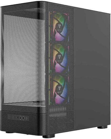 Modecom Volcano AQ400 Gaming Midi Tower Κουτί Υπολογιστή με Πλαϊνό Παράθυρο Μαύρο