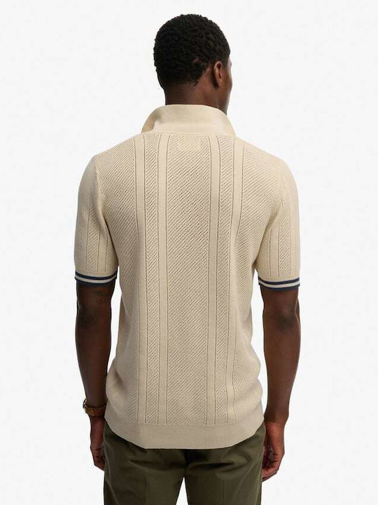Herrenblusen Textur Polo Pullover Kurzarm Oatmeal Beige