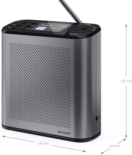 Sharp DR-P530OSAKA Φορητό Ραδιόφωνο Επαναφορτιζόμενο DAB+ με Bluetooth Γκρι