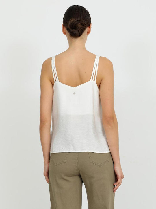 Damen Crop Top mit Spaghetti-Träger Weiß