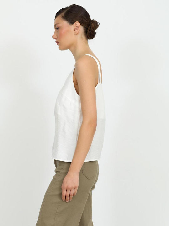Damen Crop Top mit Spaghetti-Träger Weiß