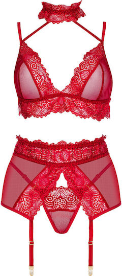 Σετ Εσωρούχων Bn Velvet Sin 3τμχ Cherry