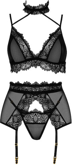 Sexy Dessous-Sets Bn Velvet Sin 3 Stücke Schwarz