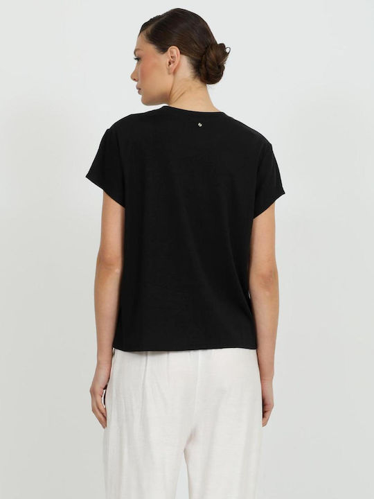 Damen Crop T-Shirt Schwarz