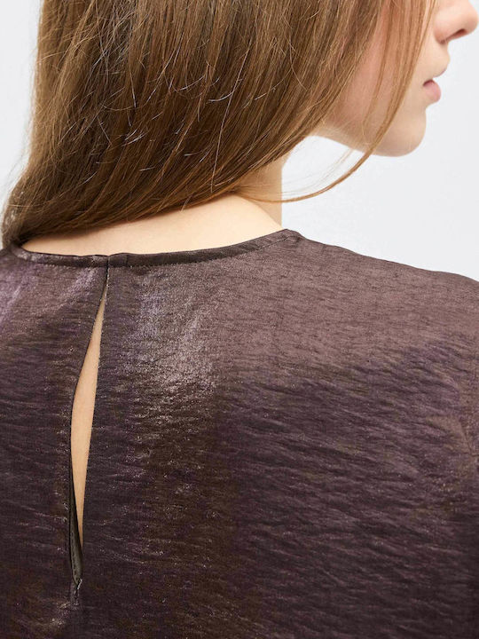 Women's Summer Linen Blouse Dark Brown