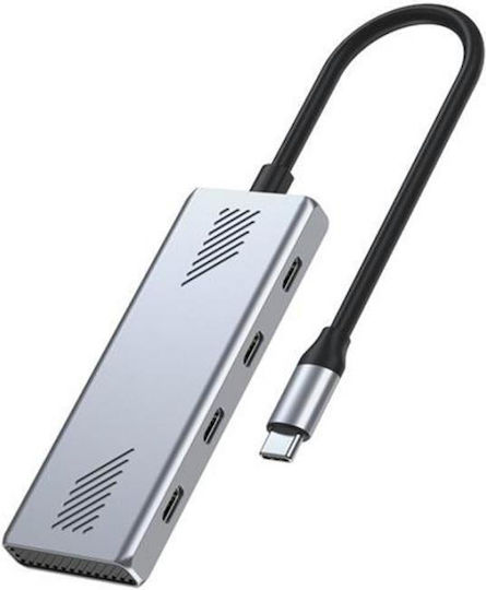 Gembird Hub 4 Θυρών USB 2.0 με σύνδεση USB-C Ασημί